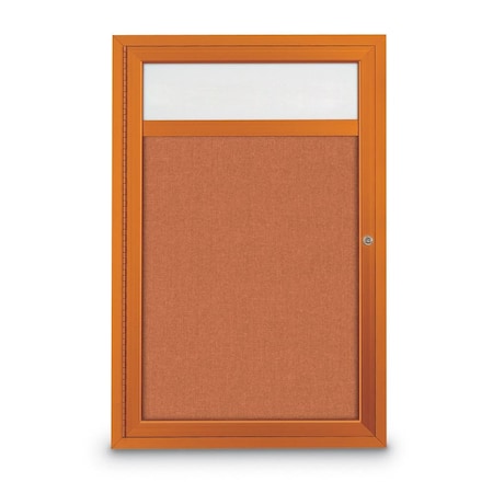 United Visual Products Slim Enclosed Corkboard, 30"x36", Satin Alum Frame/Black UVEB3036-SATIN-BLACK